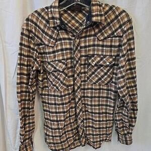Brittania VTG Western Wear Plaid Corduroy Pearl Snap Pointed Yokes Men's S Shirt